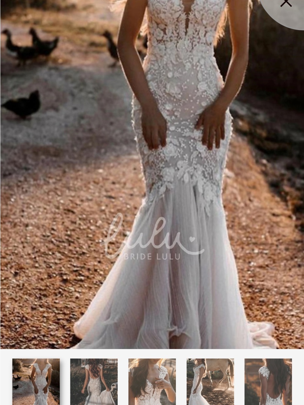 Lace Mermaid Wedding Dress in White